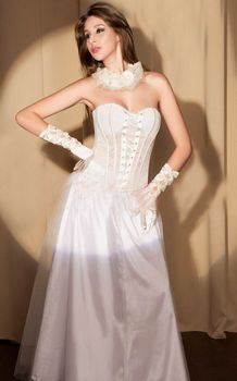 White floral print overbust corset